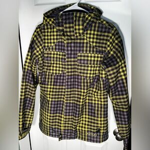 Burton Black and Yellow Plaid Ski Jacket